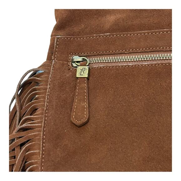 Rachel Zoe Fringe Brown Chocolate Western Boho Suede Shoulder Bag - Picture 8 of 13